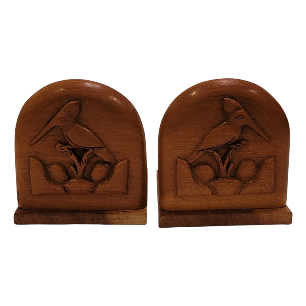 Vintage Hand Carved Book Ends